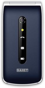 SAIET - VANTO Cellulare con Base Ricaricabile - Telefono per Anziani con Caratteri Grandi e tasto SOS - Cellulare Anziani Multifunzione con LED per Chiamate Perse - Blu