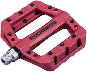 RockBros Lightweight Mountain Bike Pedals Nylon Fiber Bicycle Platform Pedals for BMX MTB 9/16" Red