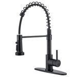 HUAAKE Kitchen Faucet with Pull Down Sprayer, Multi-Function Single Handle Spring Sink Faucets, Kitchen Faucets for Farmhouse Camper Laundry Rv Bar Easy Installation (Matte Black)