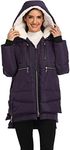 Women's Hooded Puffer Jacket Winter Warm Thickened Down Jacket Windproof Coat for Women, Dark Purple, M