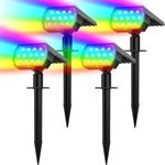 Solar Spot Lights Outdoor Color Changing,[7 Modes/4 Pack] Christmas IP65 Waterproof Landscape Spotlights, Dusk to Dawn Solar Powered Security Light for Patio Gate Walkway Pool Garden Yard Driveway