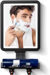 Shower Mirror Fogless for Shaving, Heated Shower Mirror with 3 Color Lights Dimming 9.5*8inch Shower Shaving Mirror, Lighted Shower Mirror Large Antifog Shaving Mirror with Storage Tray & Razor Holder