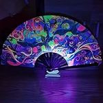 MultiValue Hand Fan Folding, Bamboo Silk Fabric Folding Fan Colourful Large Folding Hand Fan Performance Props Chinese Handheld Fan Decorations for Birthday Wedding Cosplay (01#)