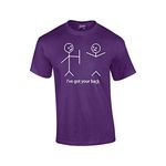 Funny T-Shirt Stick Figures I Got Your Back-purple-large