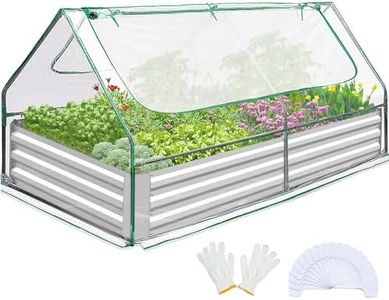 Quictent 6x3x1ft Galvanized Raised Garden Bed with Cover Metal Planter Box Kit, w/ 2 Large Screen Windows Mini Greenhouse 20pcs T Tags 1 Pair of Gloves Included Outdoor Growing Vegetables (Clear)