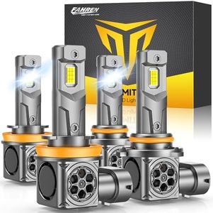 Termitor 2026 Upgraded H11 and 9005 Combo Bulbs, 𝟏𝟕𝟎𝟎𝟎𝟎𝐋𝐌 𝟏𝟒𝐗 Brightest-Gen 6500K White, True 1:1 Mini Size for HB3 H8 H9 Fog Bulb, Plug & Play, 10 Years Lifespan (Pack of 4)