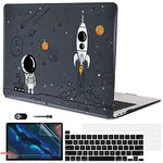 LCMOCICO for MacBook Pro 13 inch Case M2 M1 A2338 A2289 A2251 2020 2021 2022 Release with Touch Bar & Touch ID, Astronauts & Spacecraft Glitter Black Plastic Hard Cover Keyboard Skin Screen Protector