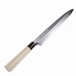 Syosaku Japan Sushi Sashimi Chef Knife Shiroko(White Steel)-No.2 D-Shape Magnolia Wood Handle, Yanagiba 13-inch (330mm)
