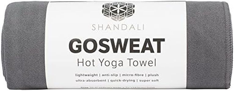 Shandali Hot Yoga Towel - Suede - 100% Microfiber, Super Absorbent, Bikram Yoga Mat Towel - Exercise, Fitness, Pilates, and Yoga Gear - Gray 26.5" x 72"