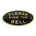 Please Ring the Bell Aluminium Doorbell Sign with Screws Black and Golden 5.5x2.7 inch