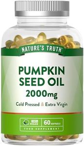 Pumpkin Seed Oil 2000mg | Vegan High Strength Pumpkin Seed Capsules | Omega 6 and 9 Fatty Acids | 60 Softgels | Cold-Pressed & Extra Virgin | Nature's Truth