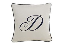 Maspar 42 Monogram Emb D Cotton Satin Cushion Cover - 12"x12", Beige