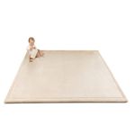 Premium Large Coral Velvet Baby Play Mat 200x150x2.5cm, Beige – High-Density Memory Foam Area Rug – Stylish Playmat for Floor with Non-Slip Backing for Crawling, Soft Play & Tummy Time - Easy Care Rug