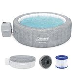 Coleman 90475E-BW Sicily Inflatable Outdoor Airjet Hot Tub Spa with Built in Pump and180 Bubble Jets, Fits up to 7 People, Gray