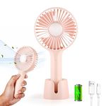 Gesto Mini Portable Table Fan or DC Fan - 3 Speed Modes Handheld Fan for Summer With 1200 mAh Battery| Rechargable Mini fan for Women| Portable Hand Fan for Home,Office,Kitchen,Outdoor,Travel (Pink)