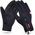 TECH-PI Cycling Gloves, Black Winter Thermal Waterproof Touchscreen Gloves Bike Accessories For Outdoor And Cycling Zipper Adjustable Size (M)