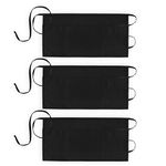 Xornis 3 Pack 100% Cotton Waist Apron with 3 Pockets Waitress Server Half Short Waiter Serving Money Aprons, Black