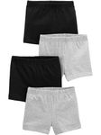 Simple Joys by Carter's Toddler Girls' Tumbling Shorts, Pack of 4, Grey/Black, 3T