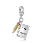 LSxAB I Love Reading Book Charm Compatible with Pandora Charms Bracelets