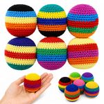 Hacky Sack Ball Set Hand Made Knitted Footbag Hacky Sack for Adults & Kids Colorful Juggling Balls for Beginners Assorted Crochet Footbag (6 Pack, Random Colors)