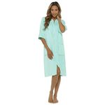 Thingimijigs Ladies 100% Cotton Terry Towelling Zip Up Bath Robe Dressing Gown House Coat - Mint UK 20-22