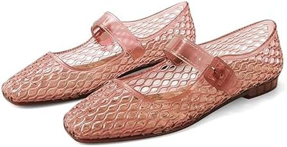 DOEYG Pink Jelly Ballet Flats for Women Jelly Sandals Shoes Women Beach Jellies Mary Jane Flats Ballerina Shoes Size 9