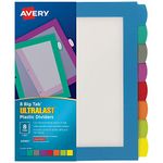 Avery Ultralast Big Tab Plastic Dividers for 3 Ring Binders, 8-Tab Sets, Multicolor with White Labels, 24 Sets, 192 Divider Tabs (24901)