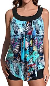 Rekita Flowy Tankini Bathing Suits for Women Swimsuits Tankini Sets for Two Piece Swimwear
