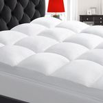 TEXARTIST Mattress Topper Queen Pillow Top Bed Topper, Cooling Thick Mattress Pad Cover Queen Quilted Fitted Deep Pocket 8"-21" with Soft Plush Down Alternative Fill (60x80 Inch, White)