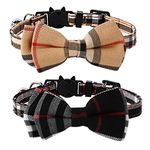 Imikoko 2 Pack Cat Collars, with Adjustable Breakaway Bowtie and Sliver Bell, for Small Dogs and Cats Neck 7.8"-10.2"