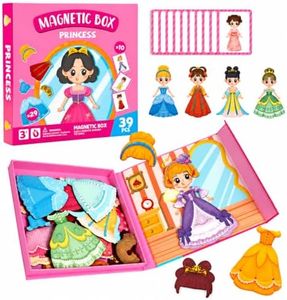 PUZSNAP Magnetic Dress Up Dolls Princess Pretend Play Toy Set for Kids 3+