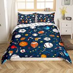 Tennis Balls Bedding Set + Boys Gaming PC Reversible Comforter Cover for Kids Child Teens Ball Sports Game Themed Duvet Cover Soccer Football Gamer Volleyball Bedcolthes Twin Size,Soft Bedroom Decor