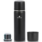 Santeco Vacuum Flask 1000ml - Stainless Steel Double Walled Vacuum Insulated Travel Coffee Flask, Water Bottle for 12hrs Hot/24hrs Cold Drinks-Black