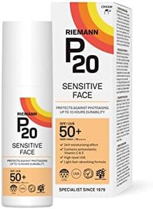 RIEMANN P20 Sensitive FACE SPF50+ UV Protection Cream, 50 Grams, Non Greasy Highly Effective Protects Face from UV Radiation, Sun Protection Factor 50+, Water/Sweat Resistant, Wear under Make Up