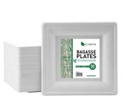 Disposable Plates | 50 Pcs 26cm Biodegradable Paper Plates| Eco-Friendly Compostable Sugarcane Dinner Plates | Extra-Rigid White Plates for Party,Picnic,BBQ