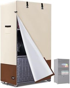 Jin Hrtoyi Outdoor Valet Pool Towel Rack Cover,Heavy Duty Waterproof Patio Pool Towel Rack Cover,24"x24"x47",Suitable for Outsunny Valet Pool Wicker Towel Rack,Beige & Brown