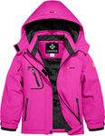 GEMYSE Girl's Mountain Waterproof Ski Jacket Windproof Fleece Outdoor Winter Coat with Hood (Rose,12-13 Years,14/16)