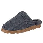 Jessica Simpson Women's Soft Knit Memory Foam Clog Slippers with Indoor/Outdoor Sole, Charcoal, X-Large