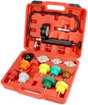 QWORK® 15Pc Radiator Pressure Tester Kit Pump Leak Detector, Cooling System Pressure Tester Kit, Fit most European and Japanese Vehicles