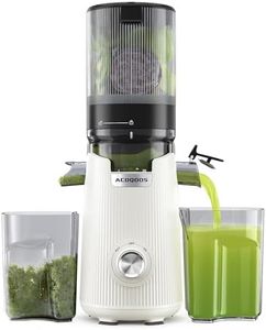 ACOQOOS Juicer Machines, Cold Press Juicer Whole Fruit and Vegetable with 5.3" Wider and Larger Feeding Chute (Capacity 1.8L), Easy to Clean Juicers with 2 Cups, Masticating Juicer White