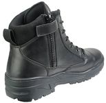 Black Full Leather Combat Mid Height Boots Side Zip Cadet Army Patrol Security Military, Black, 8 UK