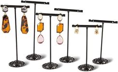 Juvale T-Shape Earring Display Stands in 3 Sizes (Metal, Black, 6-Pack)