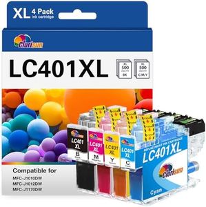 LC401 LC401XL Ink Cartridges for Brother Printer LC401 Ink Cartridges for Brother MFC-J1010DW MFC-J1170DW MFC-J1012DW (Black Cyan Magenta Yellow 4-PK)