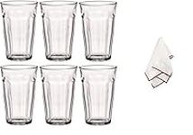 Duralex Picardie Glass Tumblers with a Polishing Cloth (17 Ounce)