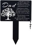 Grave Decorations for Cemetery, Dad Metal Grave Markers, Plaque Sympathy, Garden Waterproof Cemetery Memorial Stakes, Signs Decoration for Graveside, Include Cross Charm, for Garden, Grave Side (Dad)