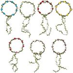 Juvale Pack of 7 Adjustable Floral Wreath Headbands for Girls and Women, Assorted Colors