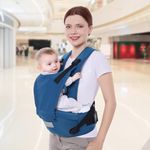 R for Rabbit Baby Carrier for New Born, 5 in 1 Hip Seat Front Carry Position Upsy Daisy Cozy Carrier Adjustable Straps for 4 to 36 Months Kids Weight Capacity Upto 15 Kgs (Denim Blue)
