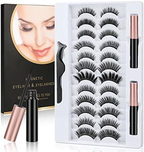 URAQT Pestañas Postizas Magneticas, 12 Pares Pestañas Magneticas Reutilizables, Pestañas Postizas Naturales 3D con Delineador de Ojos y Pinzas Magnéticas Impermeables, Aspecto Natural y Larga Duración