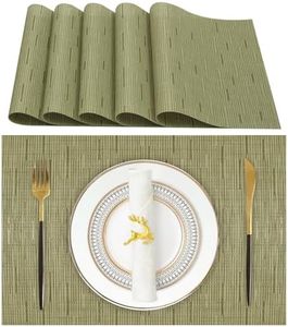 Lumaca Tovagliette Americane Lavabili, Set di 6 Tovaglietta Colazione (70% PVC,30% Poliestere),Resistenti al Calore, Antiscivolo,per Tavolo da Cucina e Ristoranti,Verde