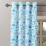 IXORA DECOR Premium 100% Cotton Digital Printed Kids Curtain - Light Filtering Curtain with 8 Grommets | Letter Printed Multicolor Printed Window Curtain Set | 5 Feet Length | Pack of 2